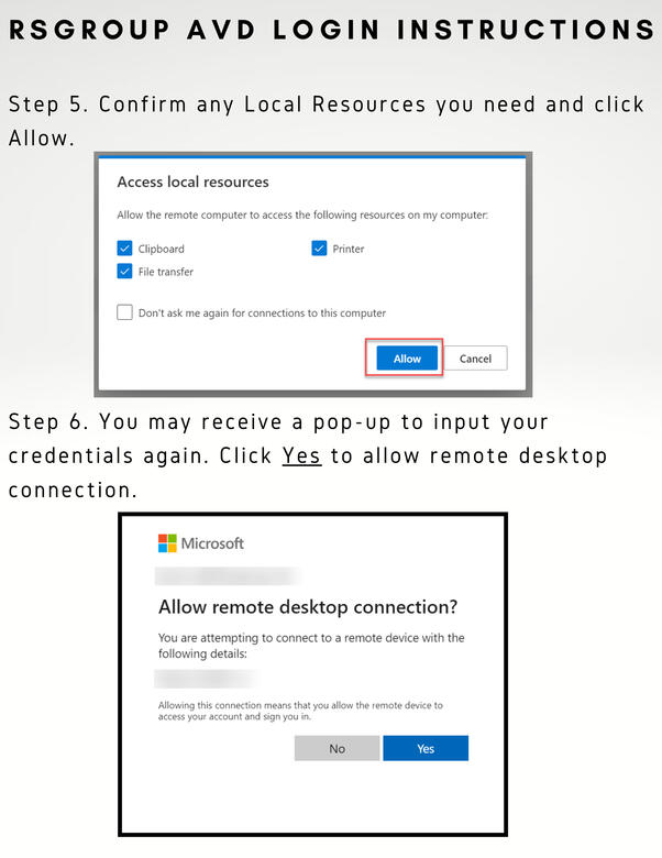 RSGroup AVD Login Instructions Page 3 RSGroup AVD Login Instructions Page 3