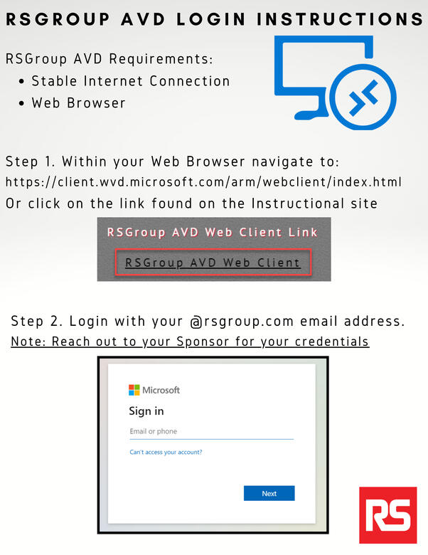 RSGroup AVD Login Instructions Page 1 RSGroup AVD Login Instructions Page 1